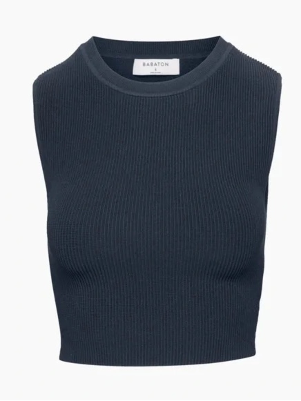 Aritzia Babaton Dark Navy Blue Sculpt Knit Muscle Cropped Tank